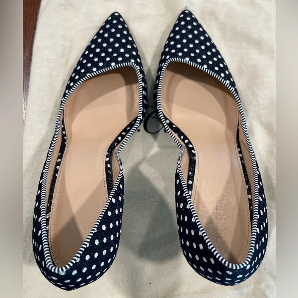 J.Crew | Colette D'Orsay Navy & White Polka Dot Heels | 7